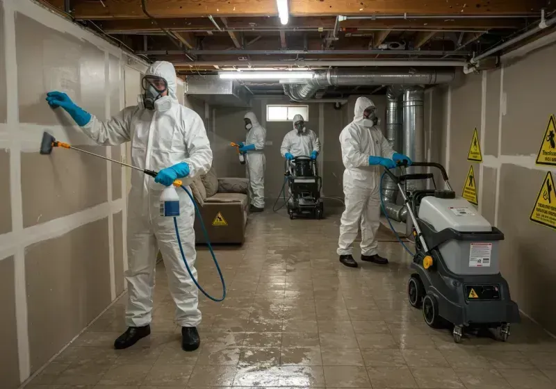 Basement Moisture Removal and Structural Drying process in Pembroke, VA